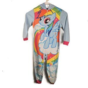 My Little Pony Pajamas Size 6 One Piece Hood 2016 Rainbow Dash Hasbro Zipper